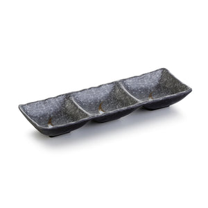 10.5 Inch Black melamine 3 compartment Sauce Dish 15105PM