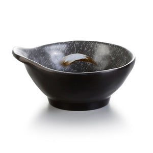 4.5 Inch Black with White Spot Melamine Single Ear Bowl 39045PM