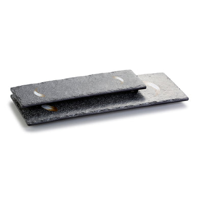 12 Inch Black with White Spot Melamine Rectangular Plate JM16901PM