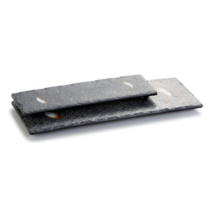 12 Inch Black with White Spot Melamine Rectangular Plate JM16901PM