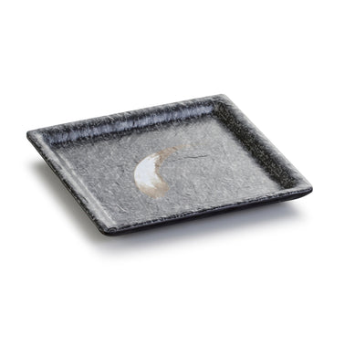 6.7 Inch Black with White Spot Melamine Square Plate JM16904PM