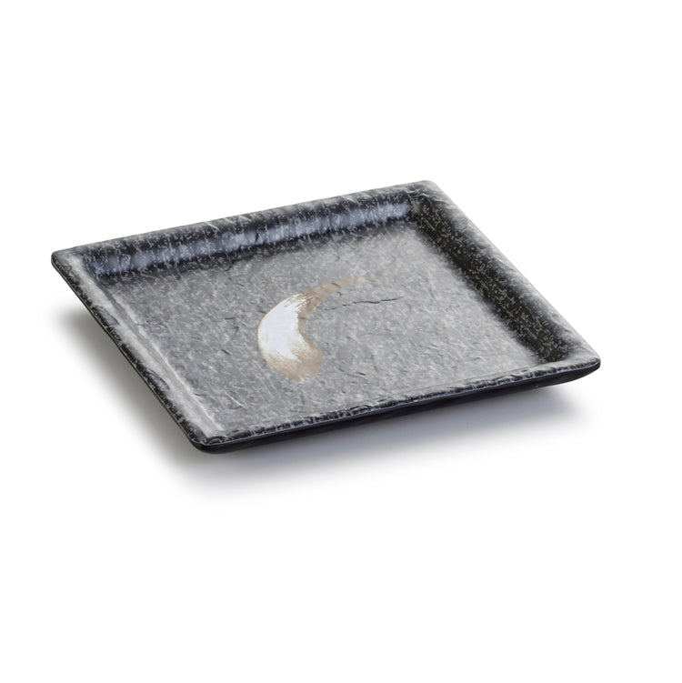 6.7 Inch Black with White Spot Melamine Square Plate JM16904PM