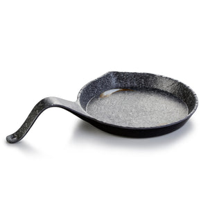 14.3 Inch Black Melamine Pan Plate with Handle JM16908PM