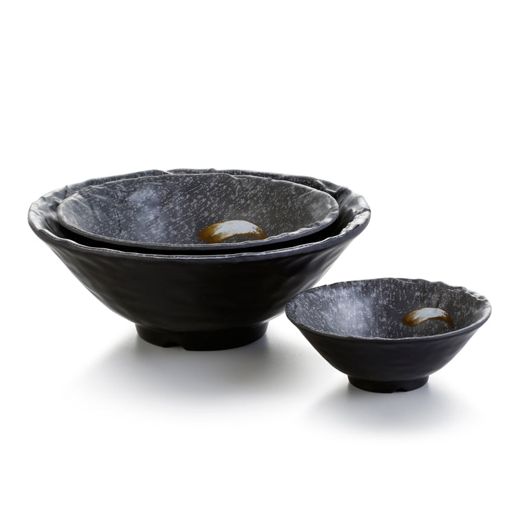 5.5 Inch Black with White Spot Melamine Ramen Bowls JM169103PM