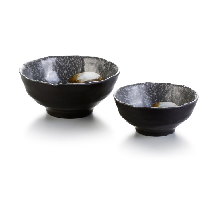 4.5 Inch Black with White Spot Melamine Rice Bowls JM169107PM