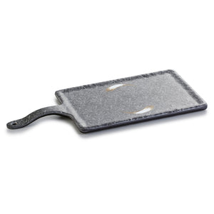 14.5 Inch Black Rectangular Melamine Flat Plate with Handle JM16911PM