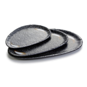 9.8 Inch Black with White Spot Oval Melamine Dinner Plates JM16919PM
