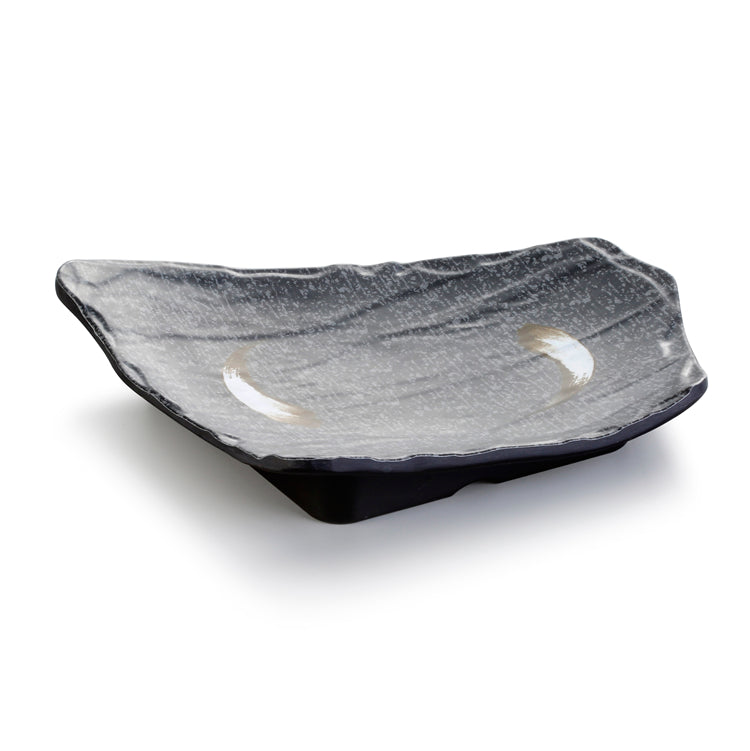 9.3 Inch Black with White Spot Melamine Irregular Plate JM16932PM