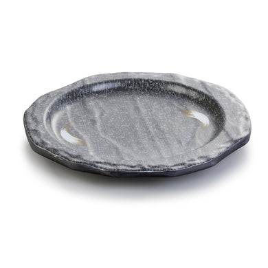 9.8 Inch Black with White Spot Melamine Irregular Plate JM16933PM