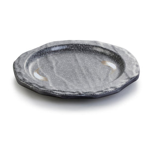 9.8 Inch Black with White Spot Melamine Irregular Plate JM16933PM