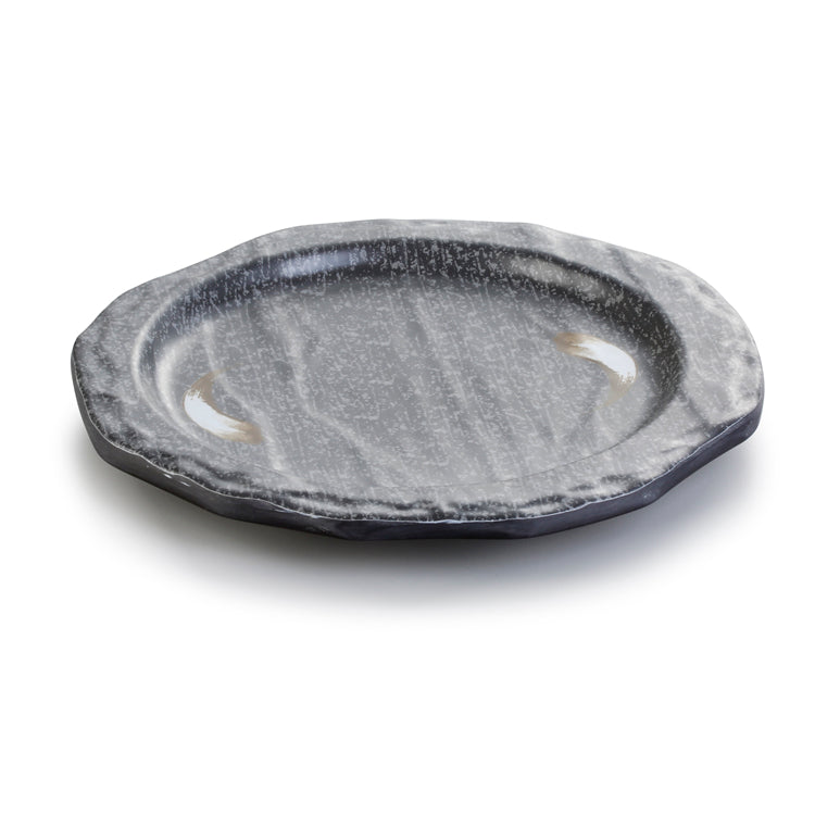 9.8 Inch Black with White Spot Melamine Irregular Plate JM16933PM