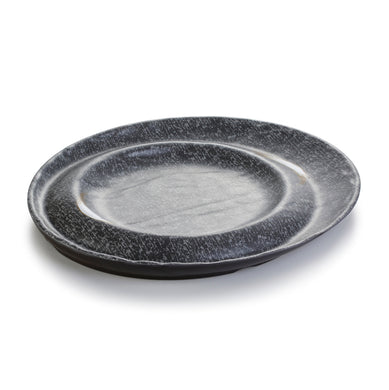 12.6 Inch Black with White Spot Melamine Irregular Plate JM16934PM