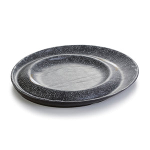 12.6 Inch Black with White Spot Melamine Irregular Plate JM16934PM