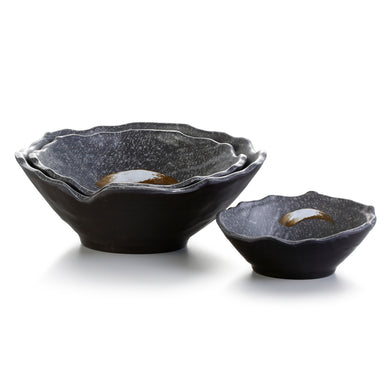 6.2 Inch Black with White Spot Melamine Irregular Bowls JM16935PM