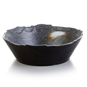 10.7 Inch Black with White Spot Melamine Irregular Bowl JM16936PM
