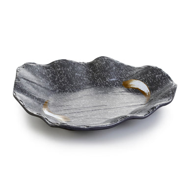 8.9 Inch Black with White Spot Melamine Irregular Plate JM16937PM