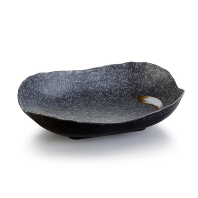 11.4 Inch Black with White Spot Melamine Irregular Plate JM16967PM