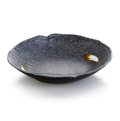 10.8 Inch Black with White Spot Melamine Round Plate JM16968PM