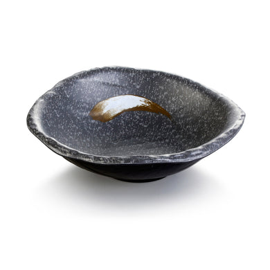 8.8 Inch Black with White Spot Melamine Irregular Bowl JM16974PM