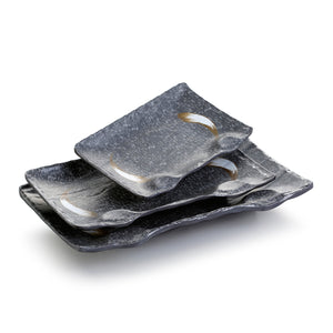 10.8 Inch Black with White Spot Melamine Irregular Plates JM16975PM