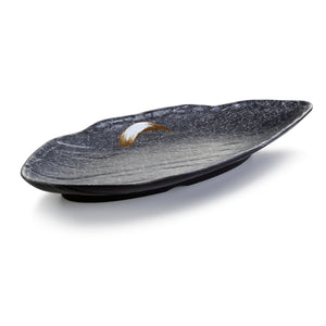 16.5 Inch Black with White Spot Melamine Irregular Plates JM16980PM