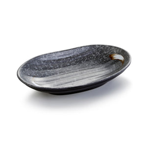 7.2 Inch Black with White Spot Melamine Oval Plate W7307PM