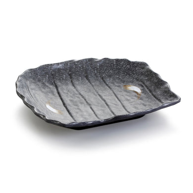 10 Inch Black with White Spot Melamine Irregular Plate YG140012PM