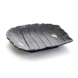 10 Inch Black with White Spot Melamine Irregular Plate YG140012PM