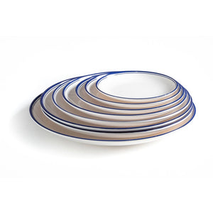 New Blue Rimmed 6 Inch Round Melamine Dinner Plates