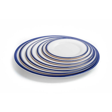 New Blue Rimmed 6 Inch Round Melamine Plates Set