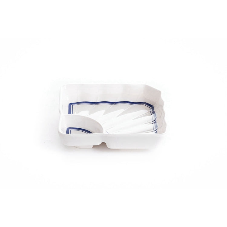 New Blue Rimmed Square Melamine Divided Plates