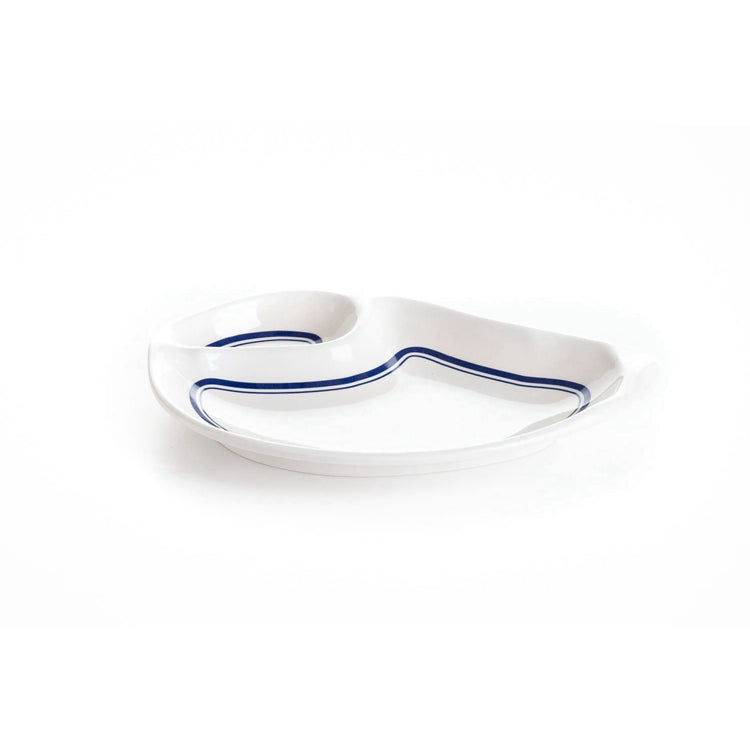 New Blue Rimmed 2 Compartment Melamine Hotel Plates