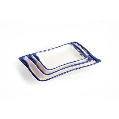 New Blue Rimmed Restaurant Melamine Food Serving Plates