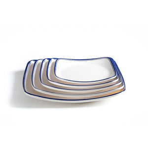 New Blue Rimmed Melamine Dinner Square Plates