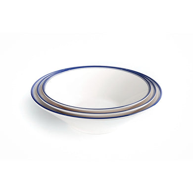 New Blue Rimmed Large Melamine Noodle Bowl