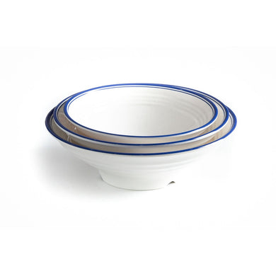 7.5 Inch Blue Rimmed Round Melamine Ramen Bowl