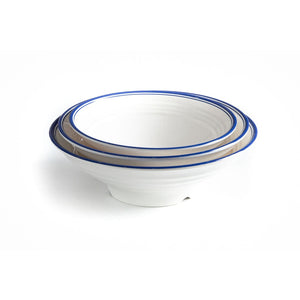 7.5 Inch Blue Rimmed Round Melamine Ramen Bowl