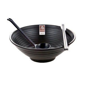 9 Inch Japanese Black Round Melamine Noodle Bowl M238120MS