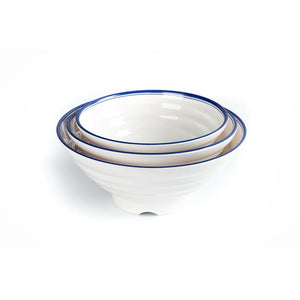10 Inch Blue Rimmed Large Melamine Ramen Bowl