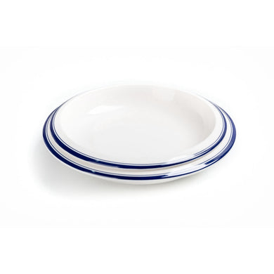 11 Inch Blue Rimmed Round Restaurant Melamine Serving Plates
