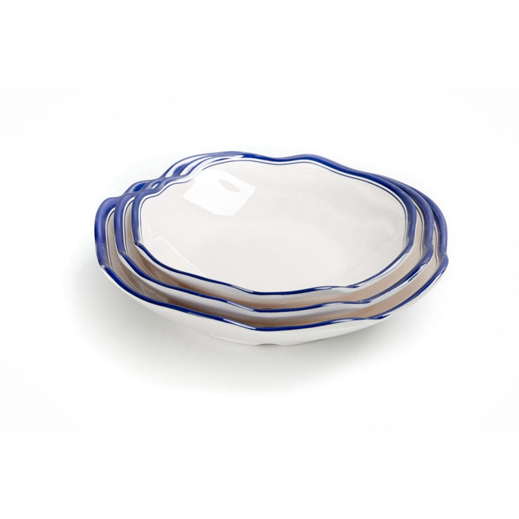 New Blue Rimmed Round Restaurant Melamine Dining Plates
