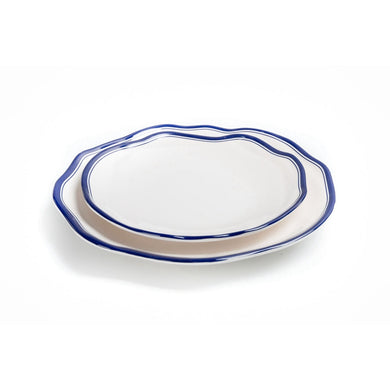 New Blue Rimmed Irregular Restaurant Melamine Plates