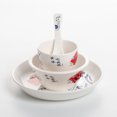 Custom Printed Fish Pattern 4 PCS Dinner Set YMW