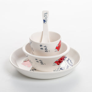 Custom Printed Fish Pattern 4 PCS Dinner Set YMW